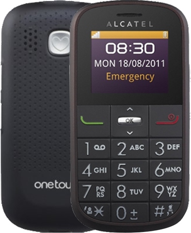 Movil libre para personas mayores alcatel One Touch 20.00 Negro con botón  sos